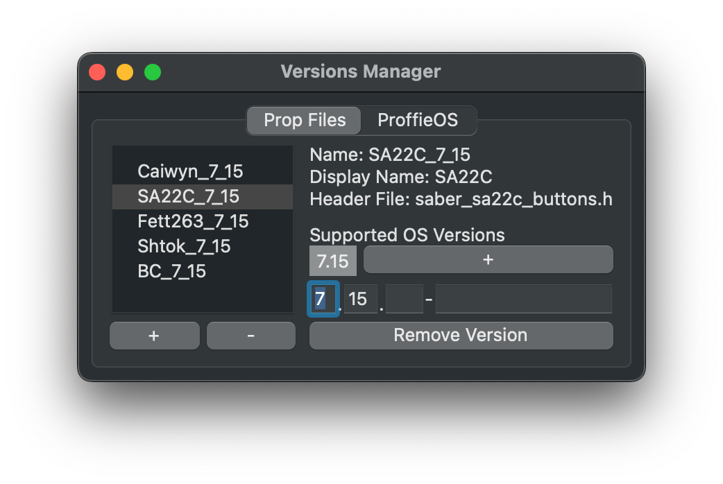 Versions Manager - Props